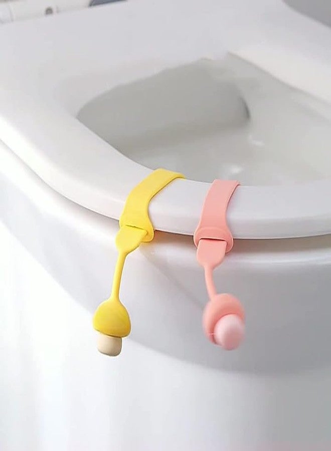 Newvent® 4Pcs Silicone Toilet Seat Cover Lifter | Self-Adhesive Toilet Seat Holder For Bathroom Accessories | Toilet Seat Cover Sport Lifter Clip (Multicolor) - Image 2